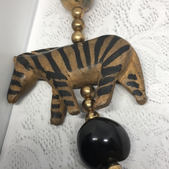 Vintage handmade funky african safari beaded statement necklace - Picture 3 of 6